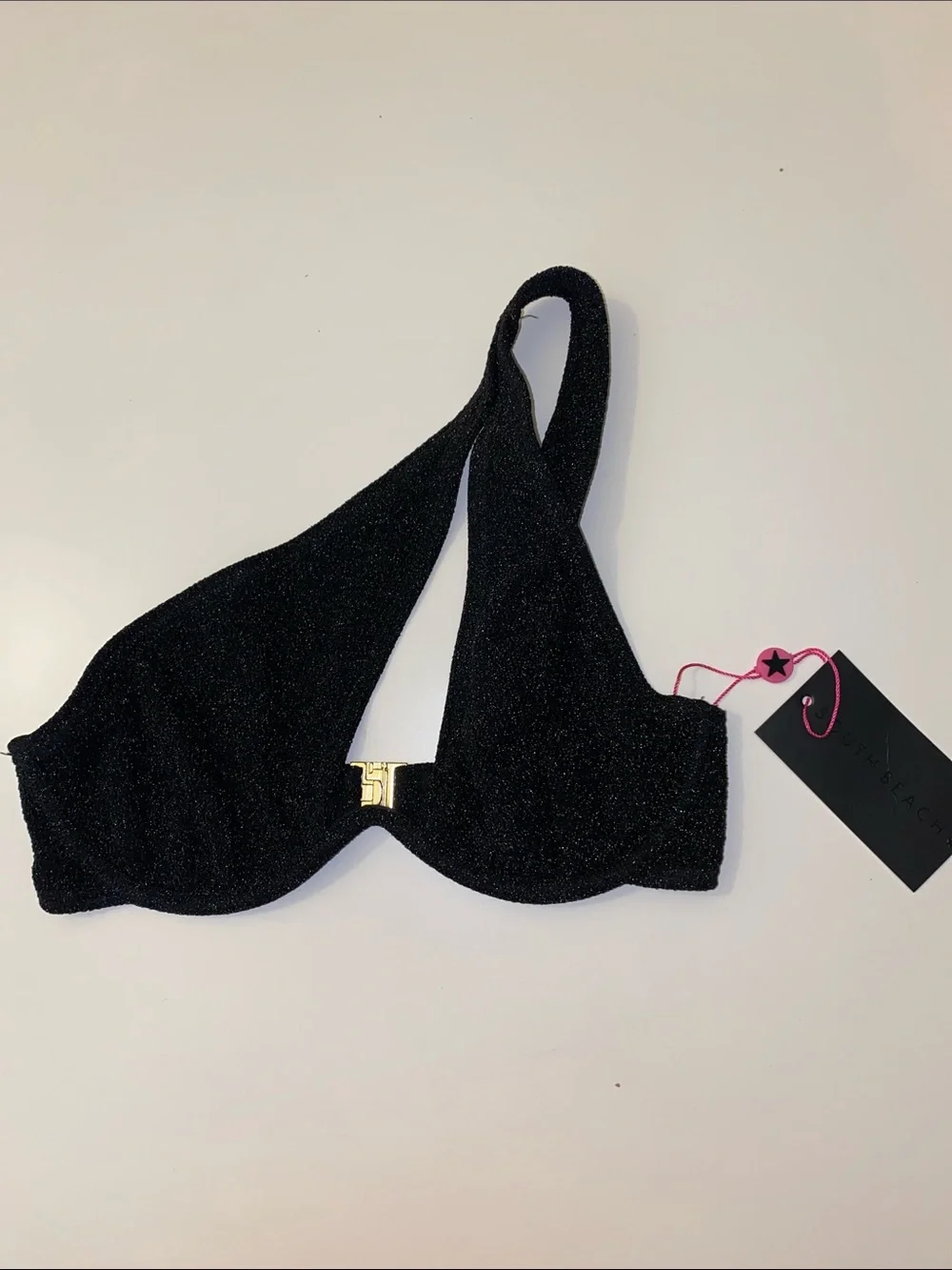 South Beach Bikini Top Black Sparkle Size 8